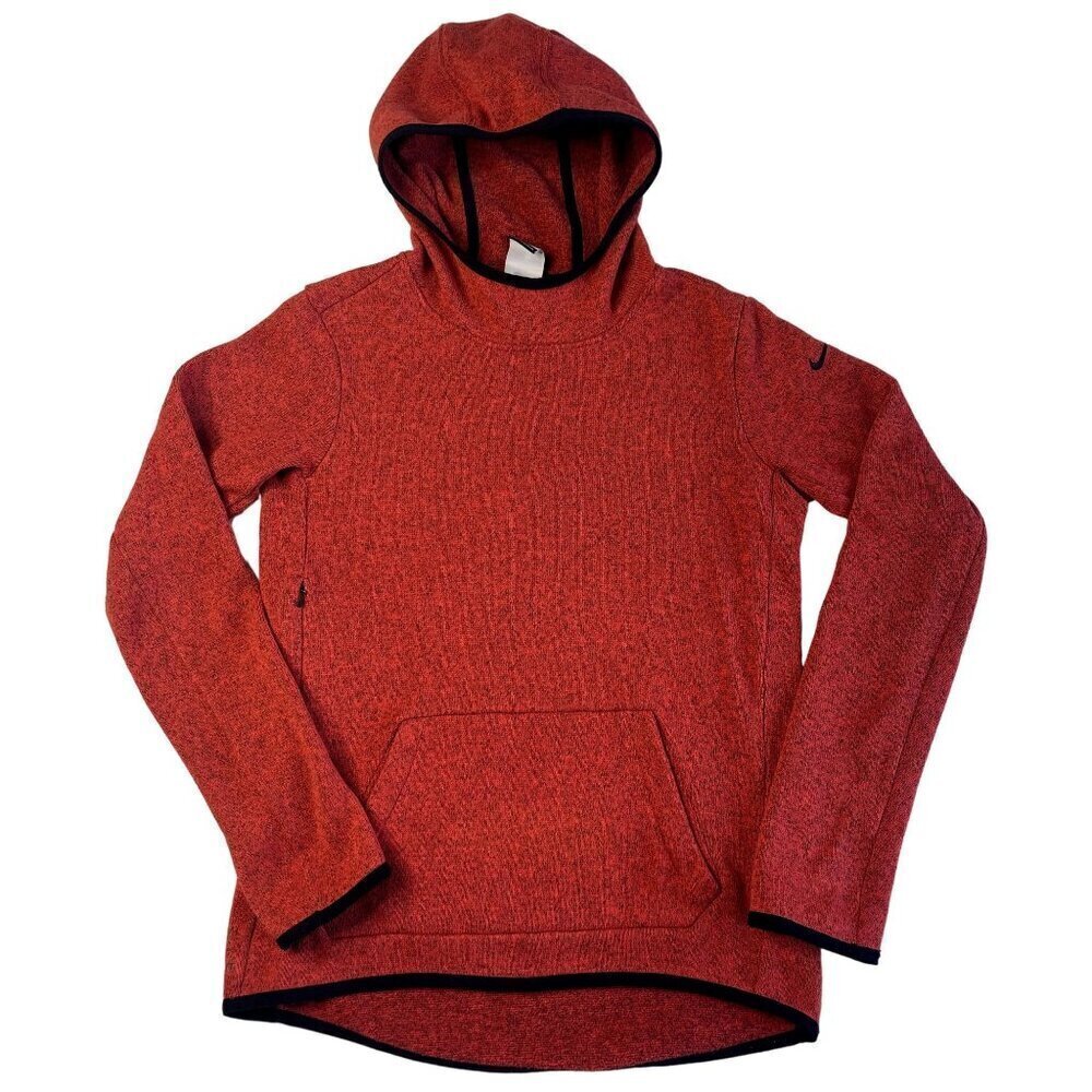NIKE Womens SZ S Pullover Hoodie Long Sleeves Kangaroo Pocket Logo Red